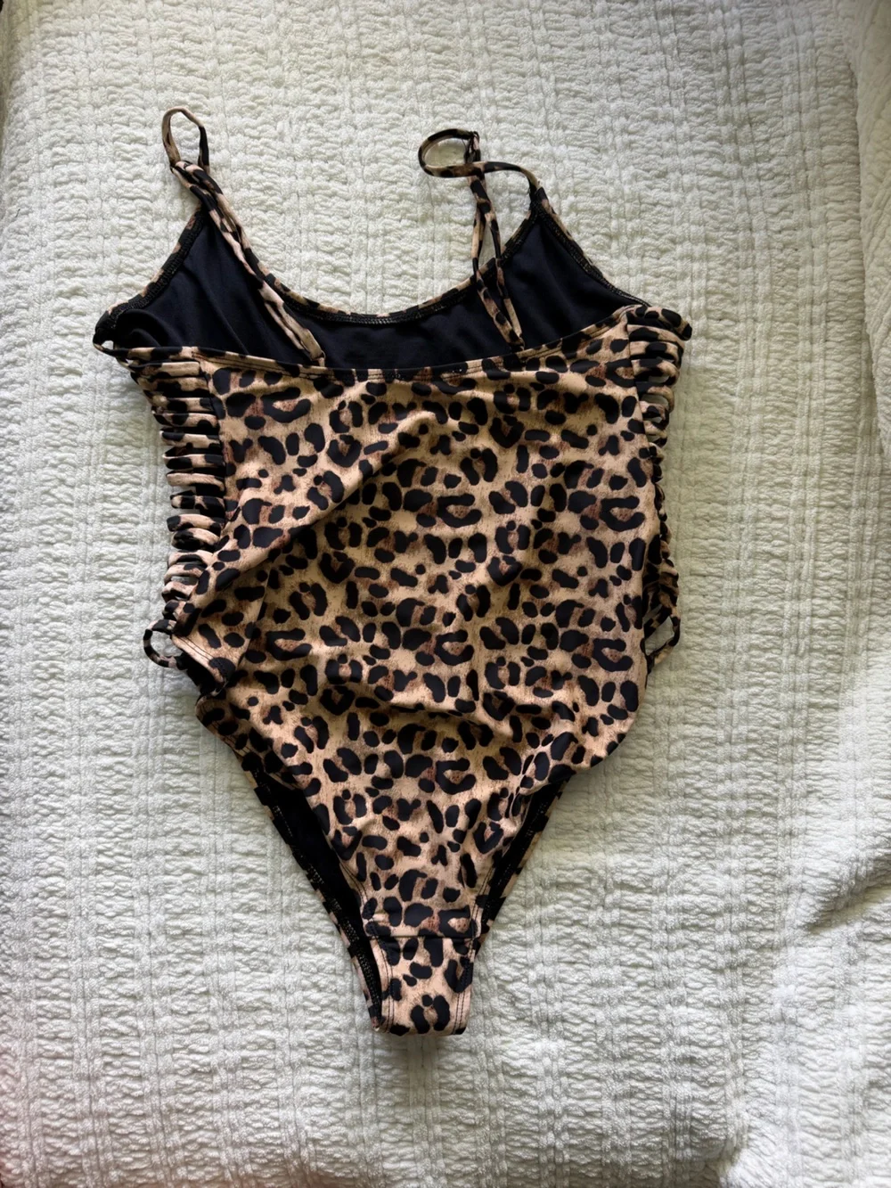 Revamped‎ swim Leopard Strappy Side One Piece Swimsuit Small